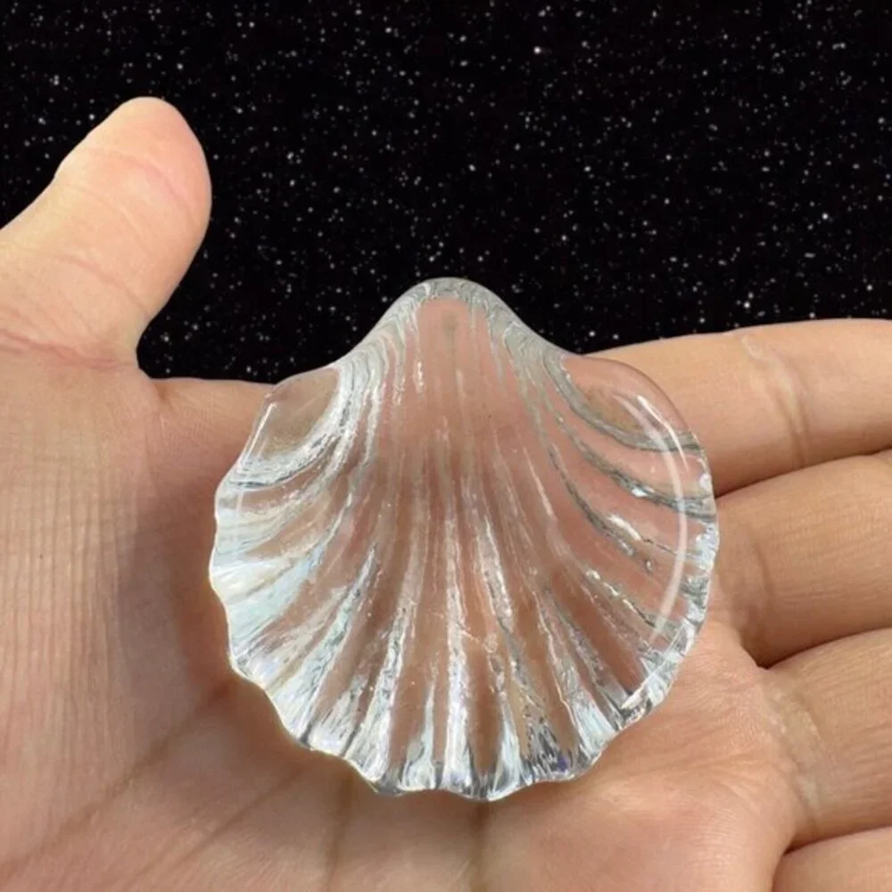 Clear Miniature Art Glass Nautical Theme‎ Shell Figurine Small Paperweight Glass